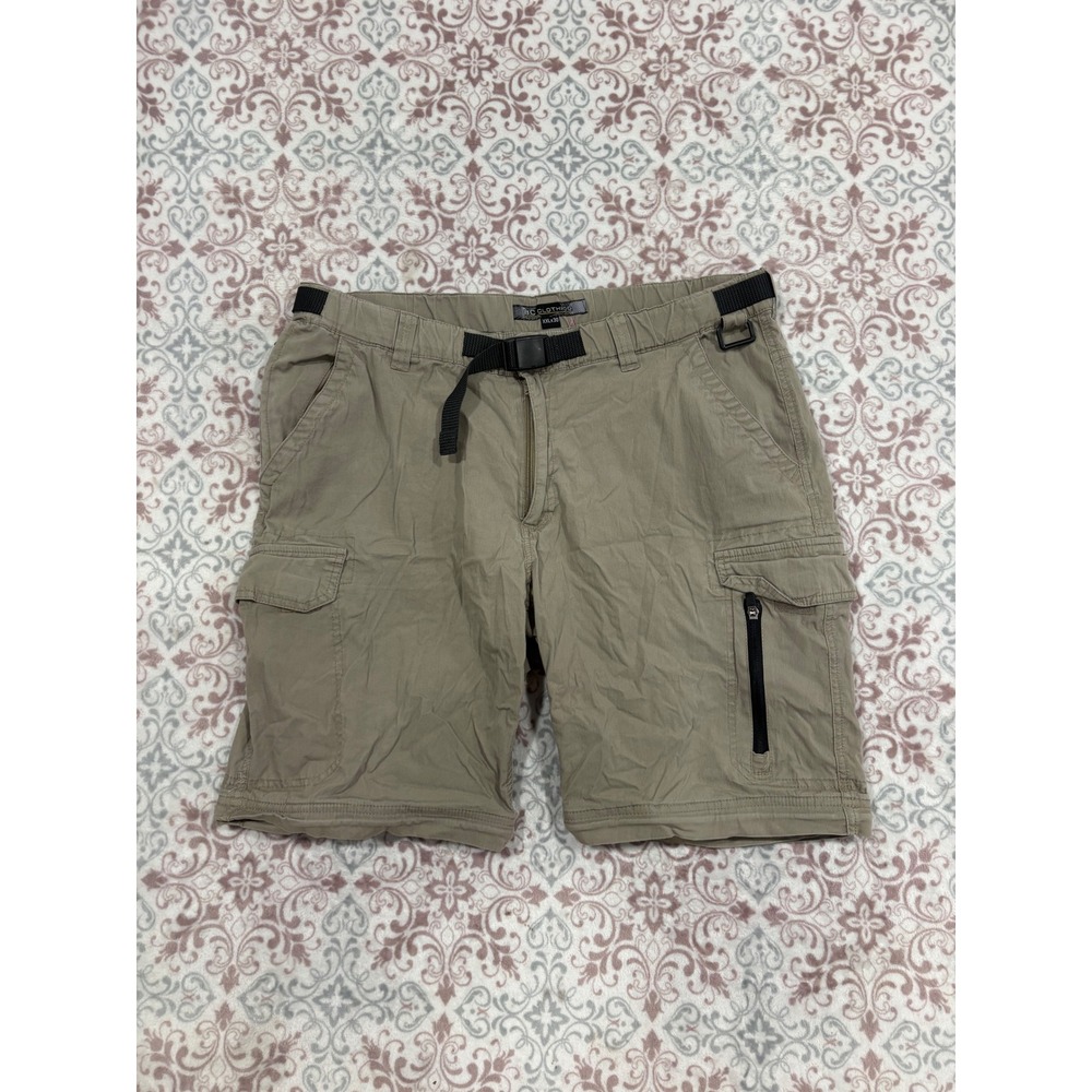 BC Clothing Mens Cargo Shorts Khaki Tan XXL x 30 Belted Hiking Outdoor Stretch